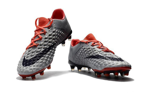 Image of Nike Hypervenom Phantom III FG Soccer Cleats Grey Red Black - KicksNatics