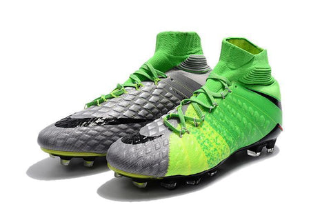Image of Nike Hypervenom Phantom III DF FG Soccer Cleats Grass Green Grey - KicksNatics