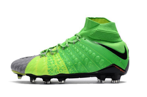 Image of Nike Hypervenom Phantom III DF FG Soccer Cleats Grass Green Grey - KicksNatics