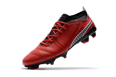 Image of PUMA ONE 17.1 FG Soccer Cleats Total Red Black Silver