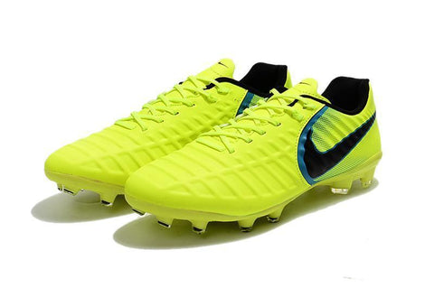 Image of Nike Tiempo Legend VII FG Soccer Cleats Fluorescent Green Black - KicksNatics