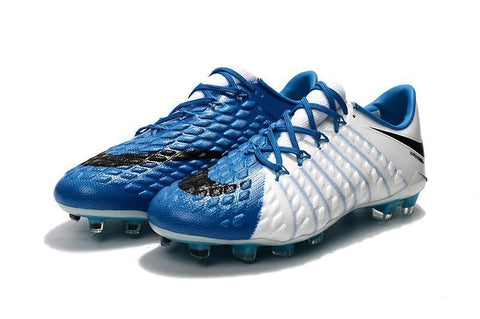 Image of Nike Hypervenom Phantom III FG Soccer Cleats White Blue Black - KicksNatics