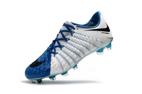 Image of Nike Hypervenom Phantom III FG Soccer Cleats White Blue Black - KicksNatics